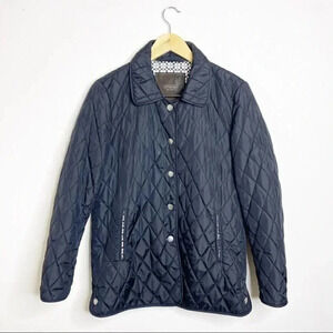 Coach Black Quilted Jacket Snap Button Size Small